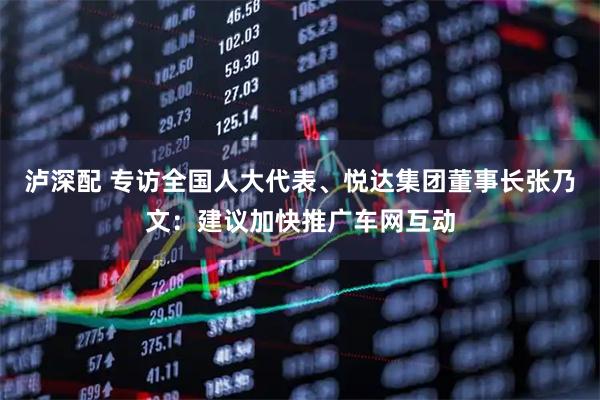 泸深配 专访全国人大代表、悦达集团董事长张乃文:建议加快推广车网互动