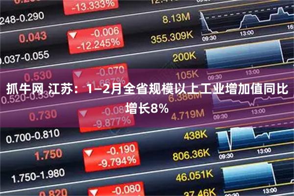 抓牛网 江苏：1—2月全省规模以上工业增加值同比增长8%